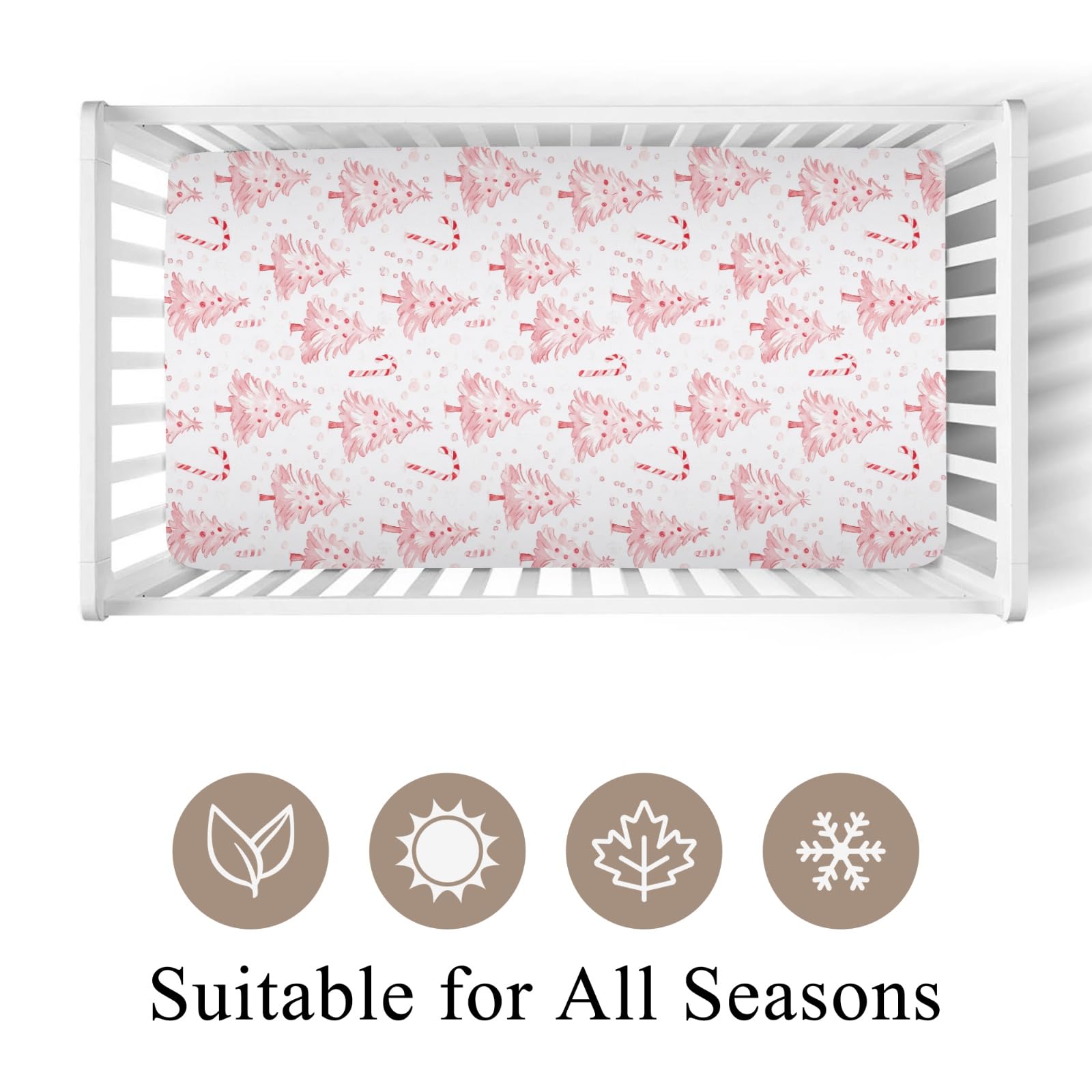Wicbfdfv pink Christmas pine crib sheet mattress-fit ensures snug standard crib compatibility
