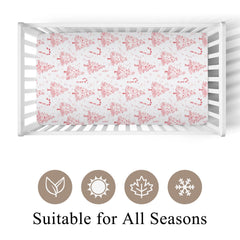 Wicbfdfv pink Christmas pine crib sheet mattress-fit ensures snug standard crib compatibility