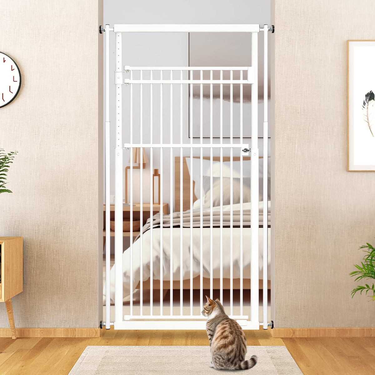 WIDERSAFER 78.8-inch cat gate height adjustment enables versatile stair access.