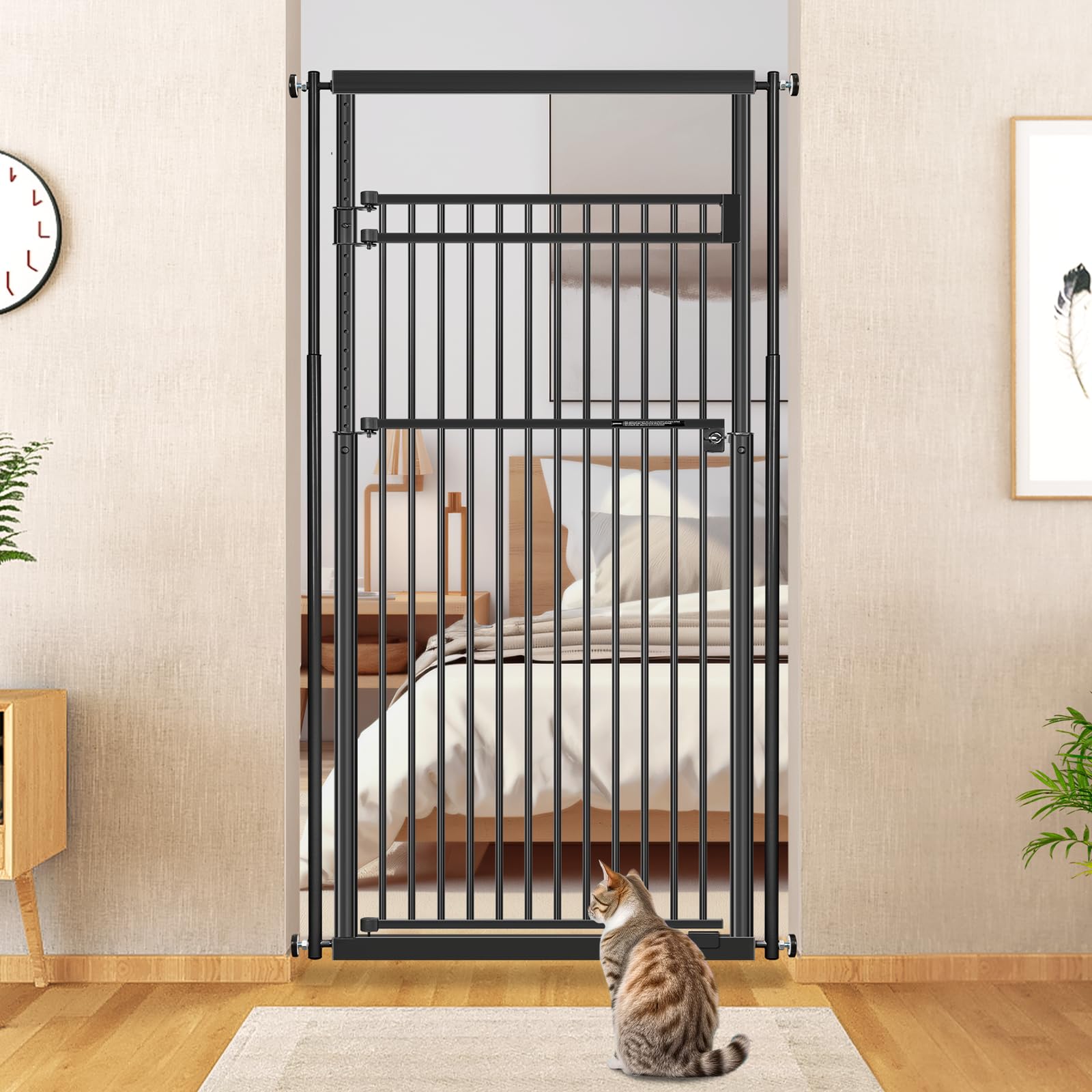WIDERSAFER 78.8 inch gate assembled in doorway for tall containment