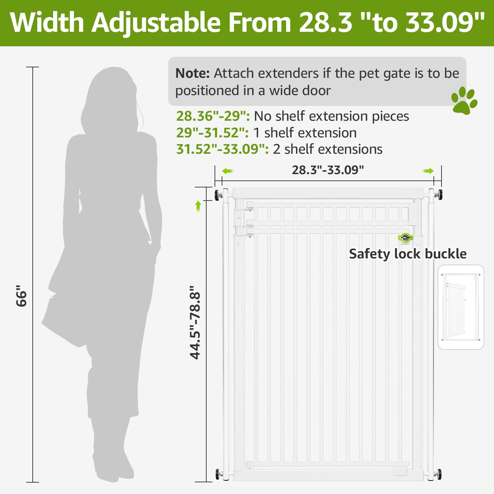 WIDERSAFER stair-use gate fits stairs and doorways with style.