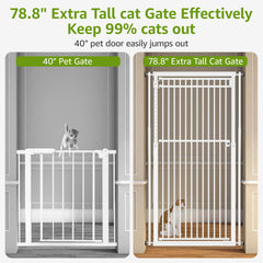 WIDERSAFER pressure-mount cat gate installs without drilling for wall safety.