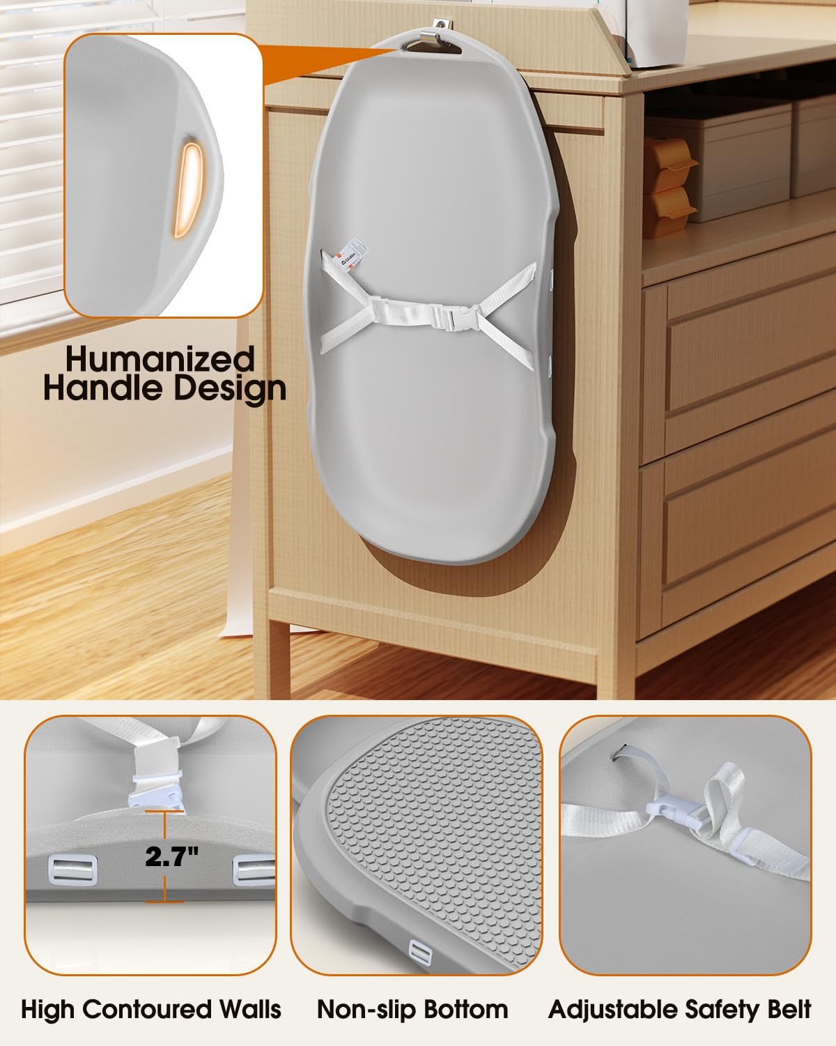 Widitn compact design with carry handles for easy nursery storage
