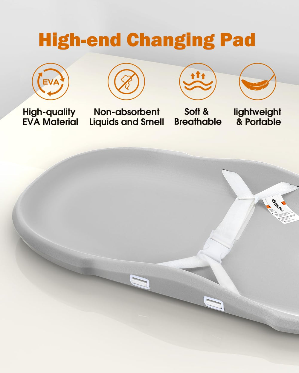 Widitn 30x16 pad fits standard dressers and tables with a secure base