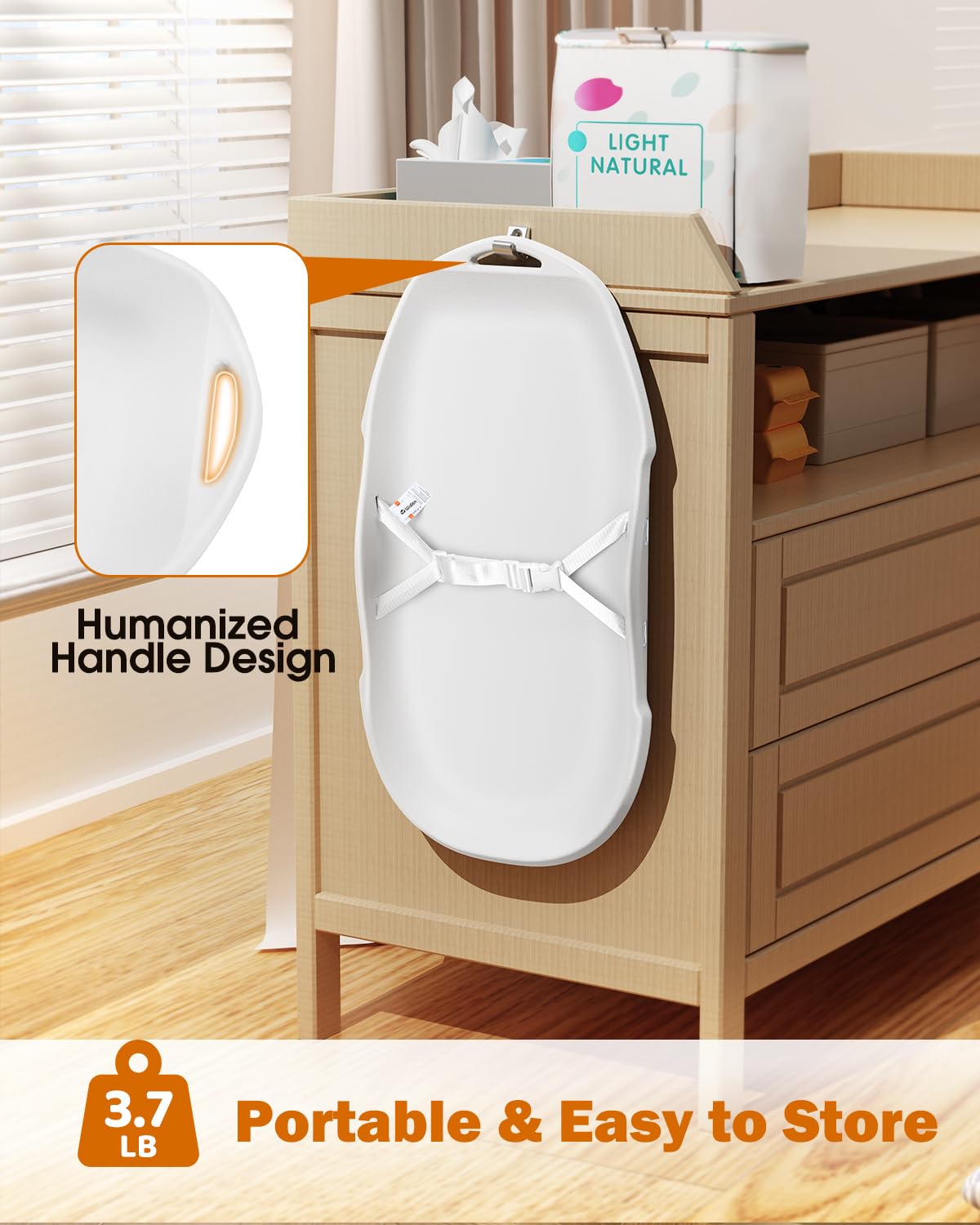 Widitn dresser-top setup shows compact changing pad ready for nursery organization.