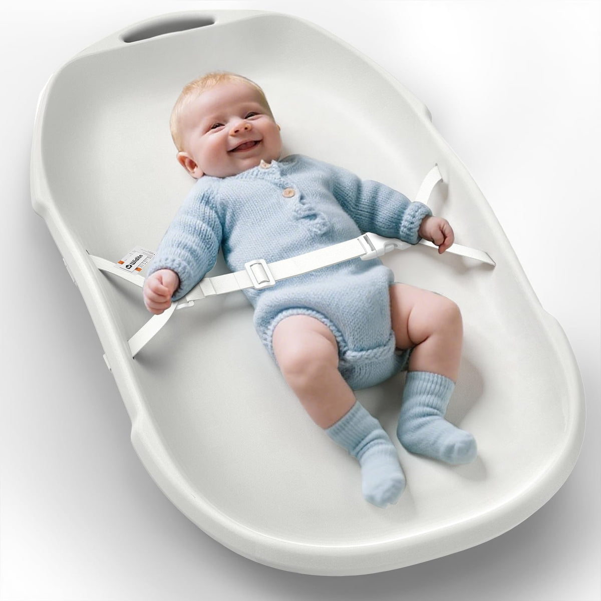 Widitn baby changing pad top view shows soft, wipe-clean surface for quick diaper changes.