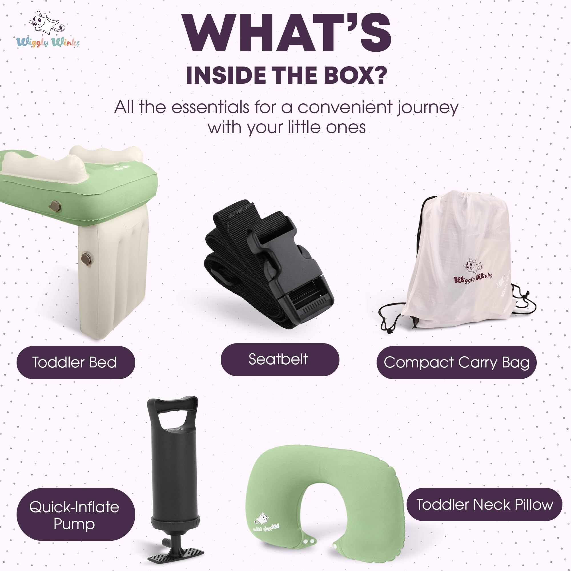 Wiggly Winks carry bag with inflatable bed for easy packing