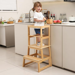 Wiifo Kids Kitchen Step Stool with safety rail helps kids reach counters safely for cooking prep.