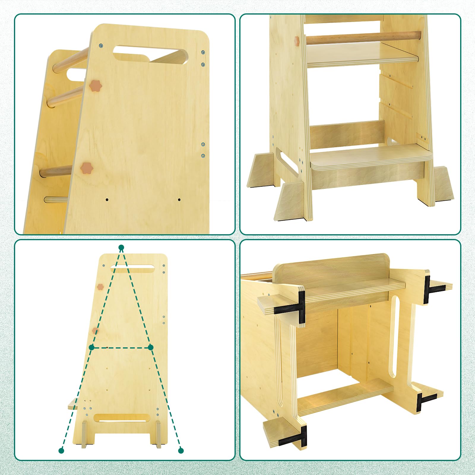 Wiifo stool helps kids reach counters for cooking and hygiene tasks.