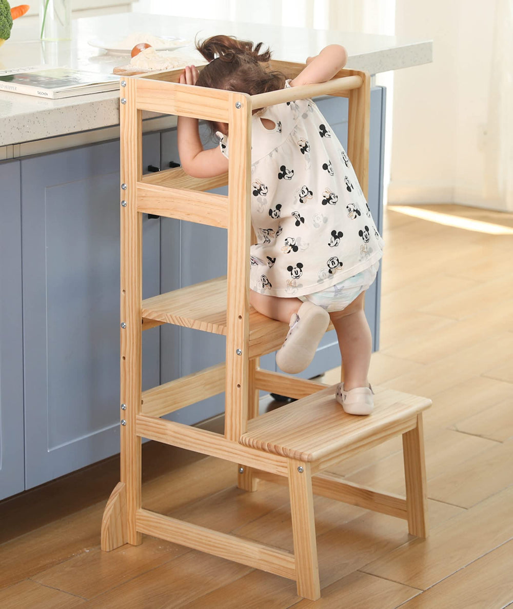 Wiifo kitchen step stool height options 16-18-21 inches support growing kids