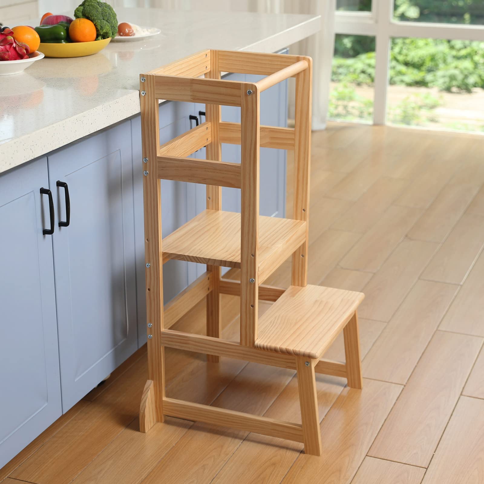Wiifo kitchen step stool safety railings provide secure support during use
