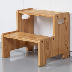 Wiifo wooden step stool base view shows sturdy wide platforms for safe stepping.