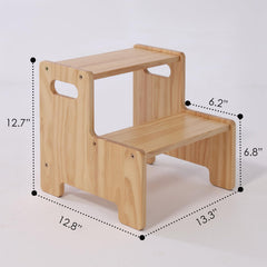 Wiifo wooden step stool children using demonstrates toddler independence at sink and potty.