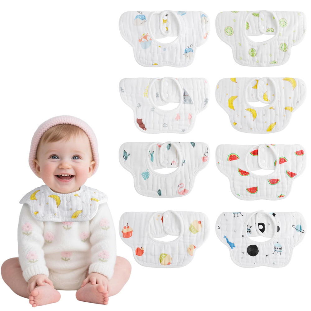 Wiland 8-pack rotate baby bibs front view showing full-coverage design for drool and spills.