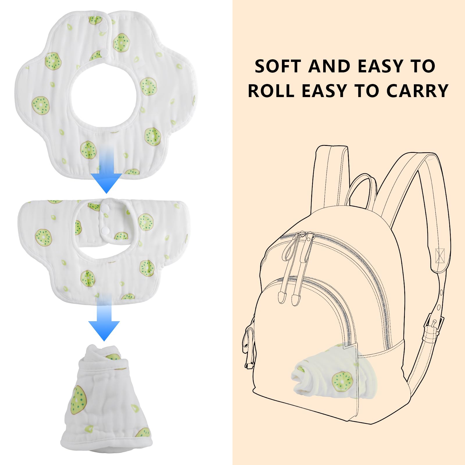 Wiland multi-use soft bib doubles as burp cloth for quick cleaning.
