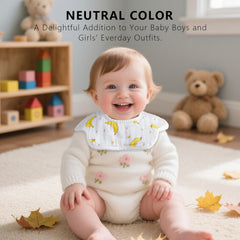 Wiland muslin 8-layer soft bib close-up emphasizes organic cotton softness and high absorbency.