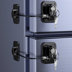 Wilbeva 2-pack refrigerator lock front view, compact design for family safety.