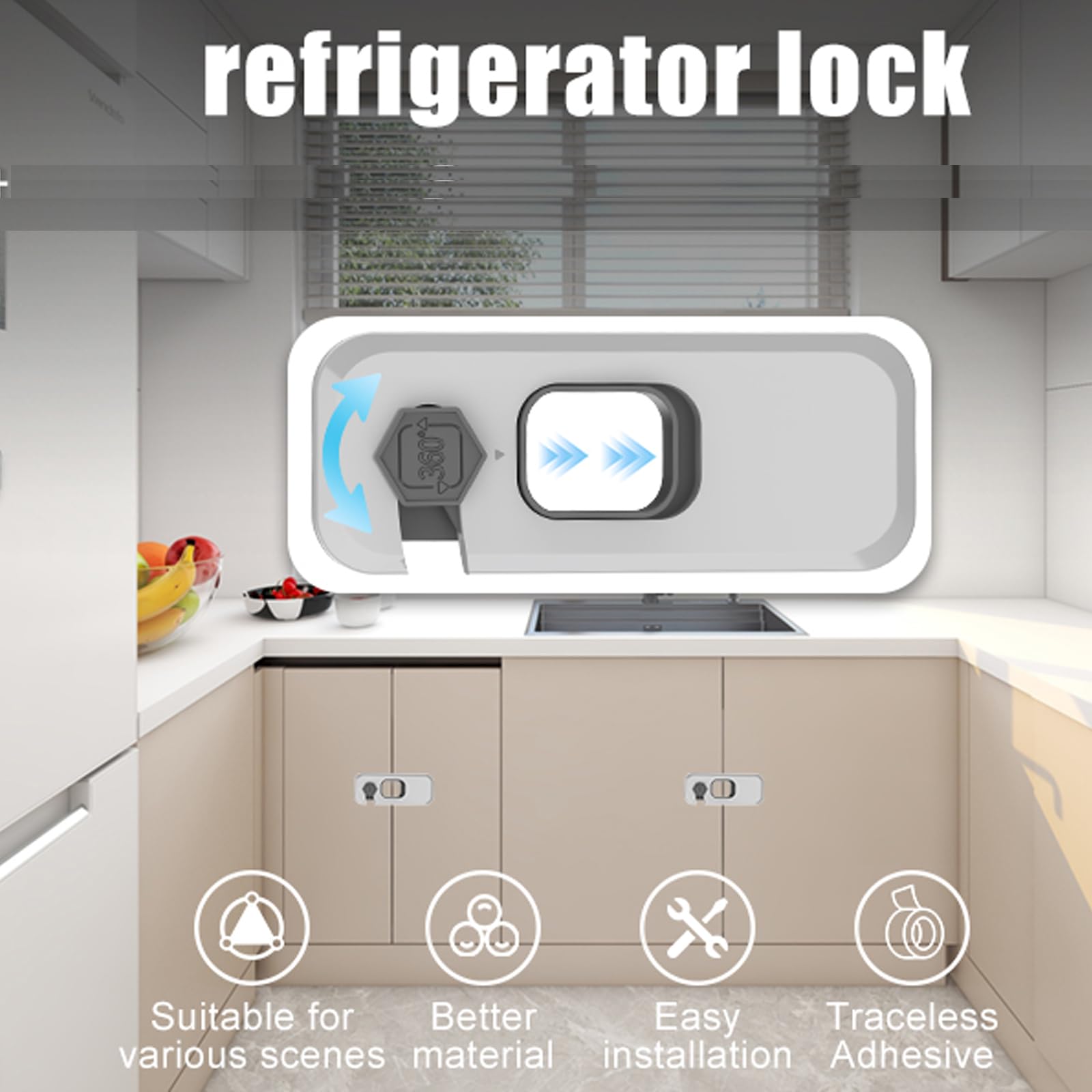 Wilbeva window and drawer safety lock demonstrating multi-surface use