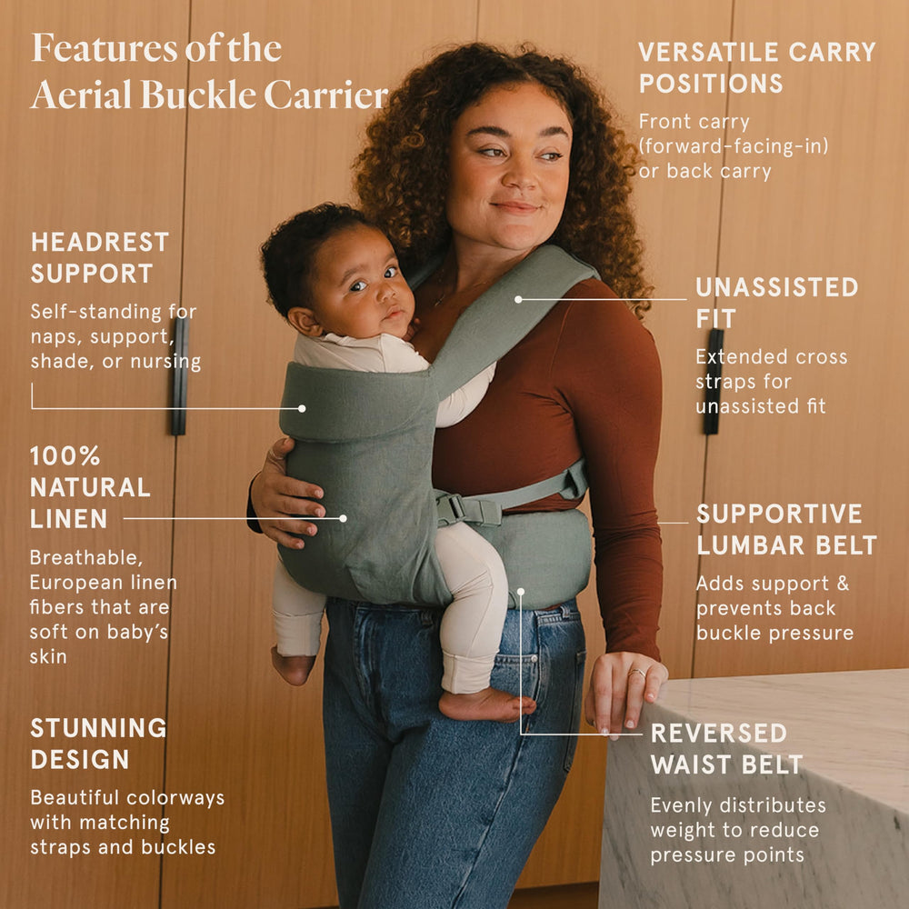 WildBird Aerial Buckle Carrier Acadian cross-straps closeup with padded support.