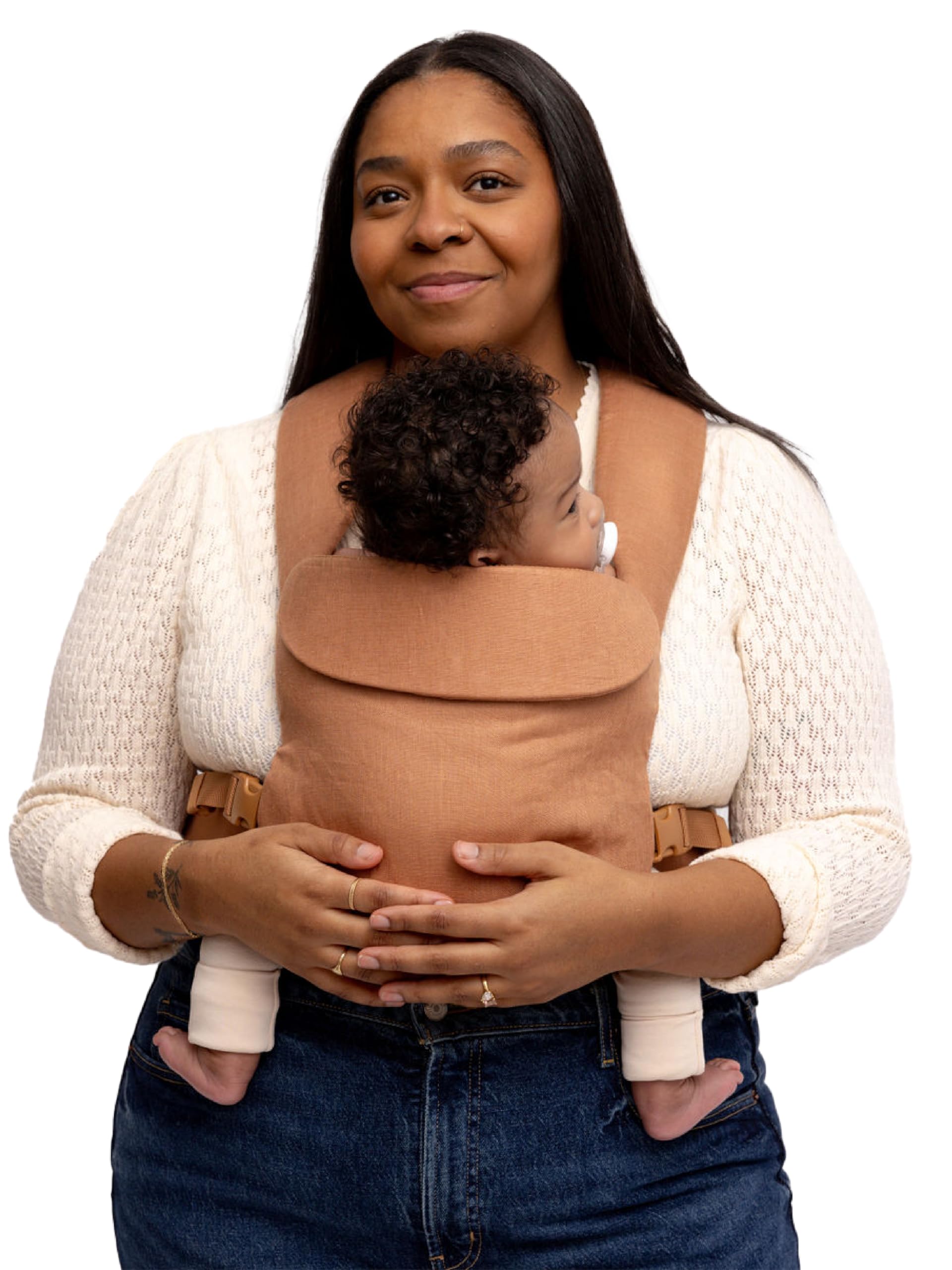 WildBird Aerial Buckle Carrier front view in Willow shows effortless front carry comfort.