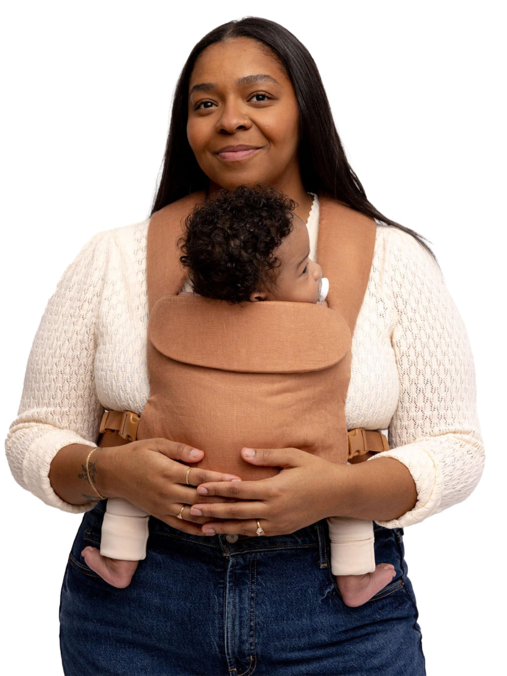 WildBird Aerial Buckle Carrier front view in Willow shows effortless front carry comfort.