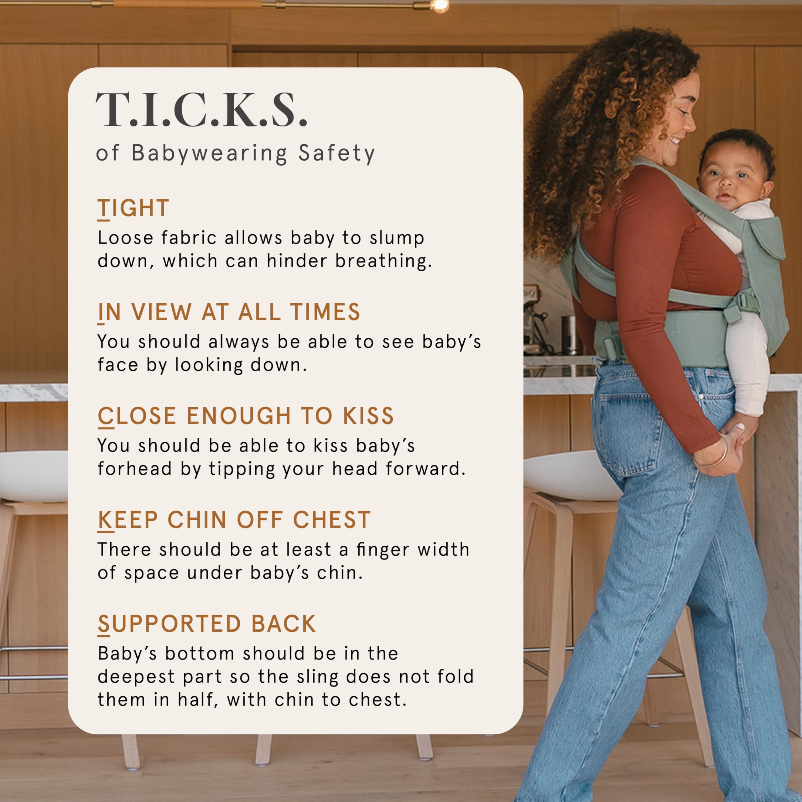 WildBird Aerial Buckle Carrier size range chart clarifies options for parents.