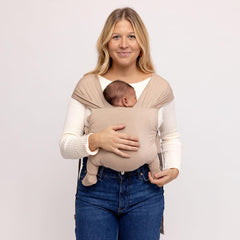 WildBird Aerial Buckle Wrap Desert Lark front carry for newborn comfort