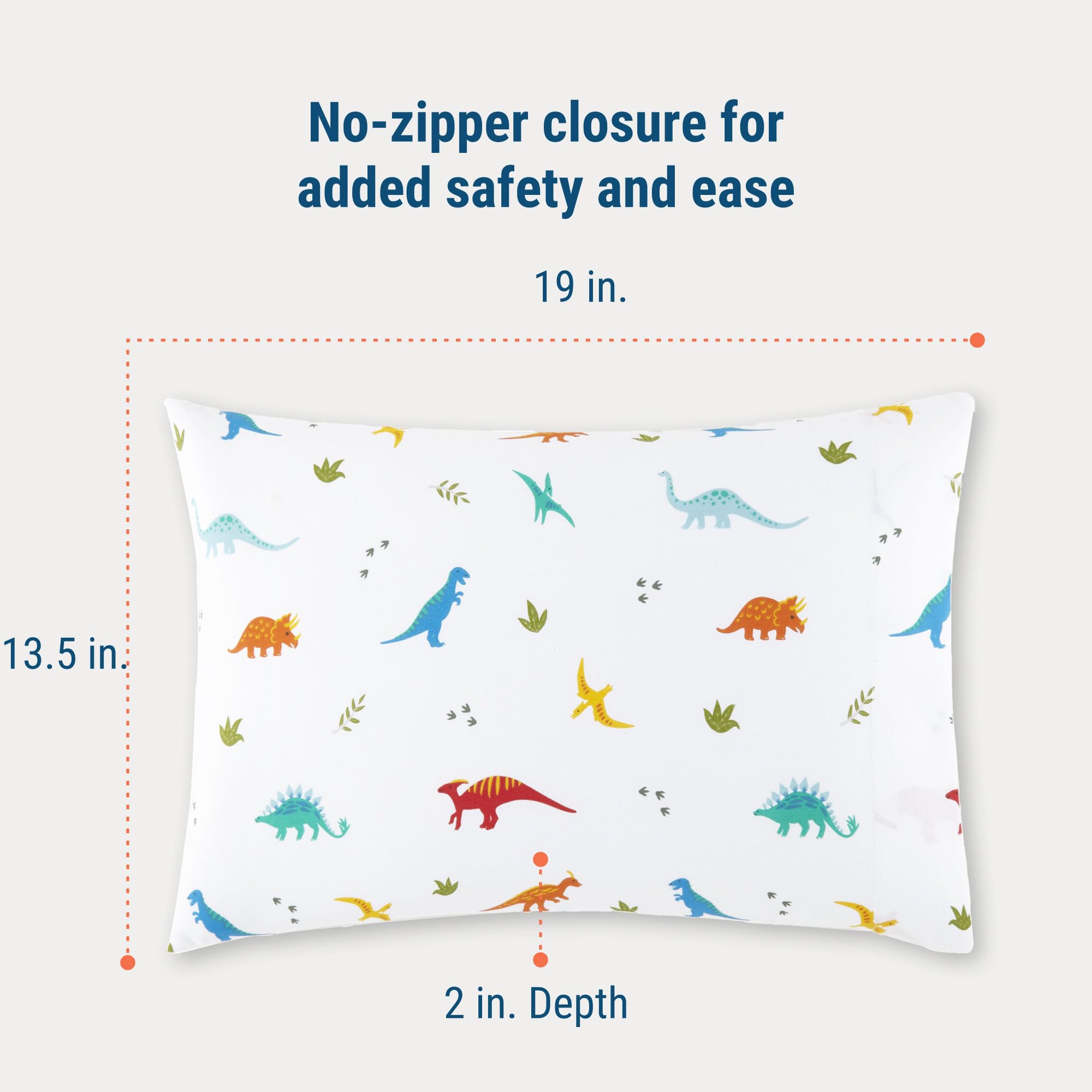 Wildkin Jurassic pattern pillowcase coordinating with other Wildkin Olive Kids items.