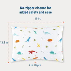 Wildkin Jurassic pattern pillowcase coordinating with other Wildkin Olive Kids items.