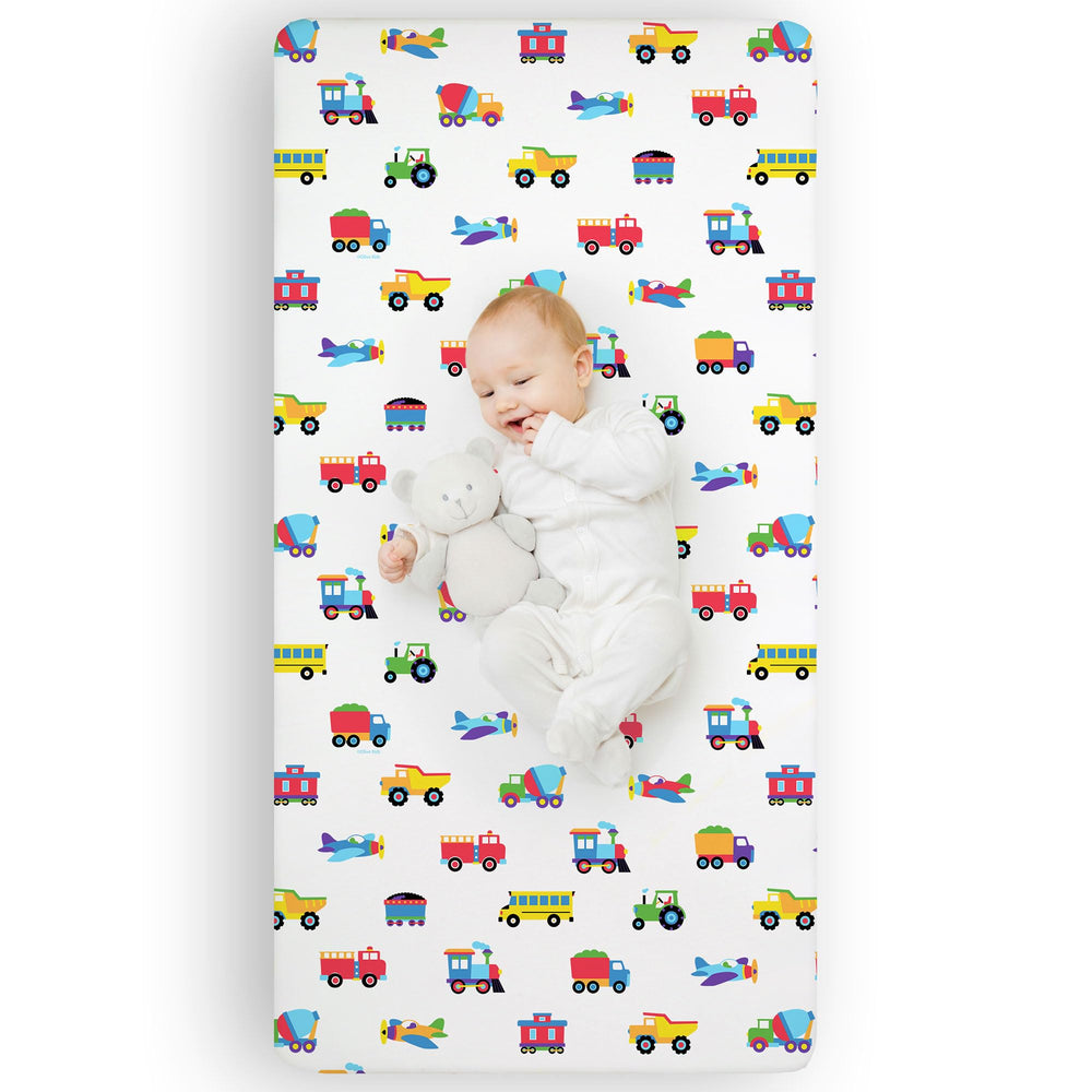Wildkin crib sheet in Olive Kids pattern for standard crib mattress
