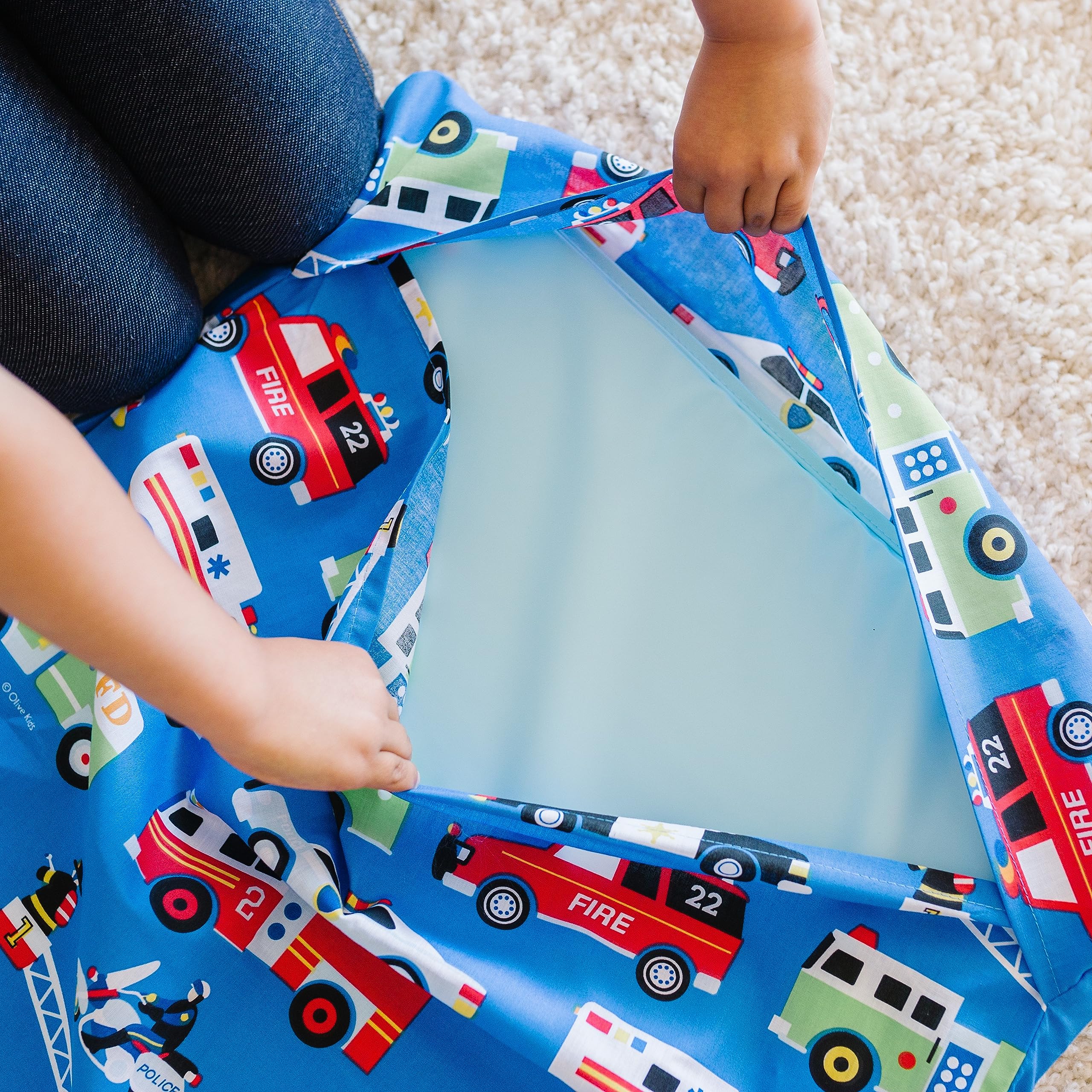 Wildkin Heroes nap mat cover coordinates with Wildkin backpacks for a matching set
