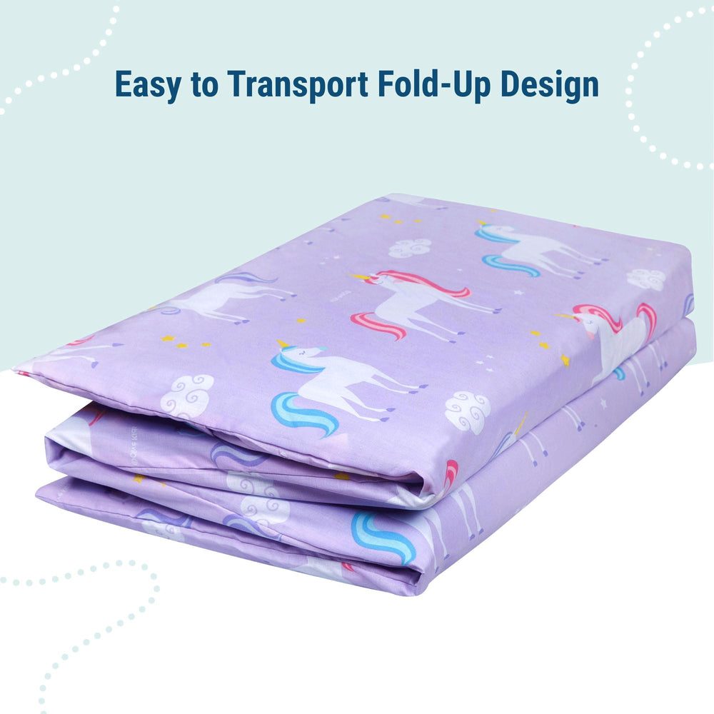 Wildkin nap mat cover fits 1.5-inch mats for easy daycare portability