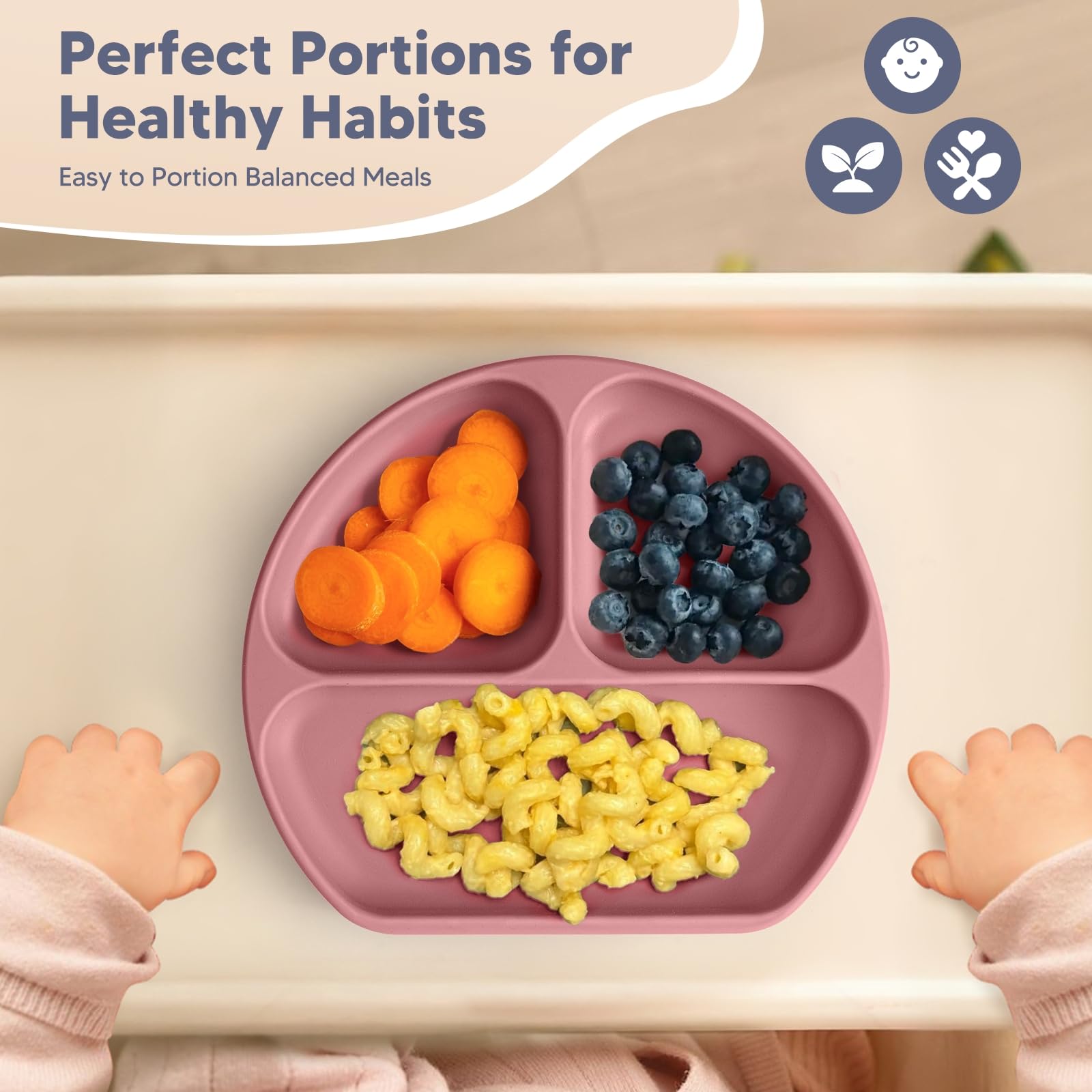 WiLLBEttER silicone spoon with wooden handle provides comfortable grip for teething.