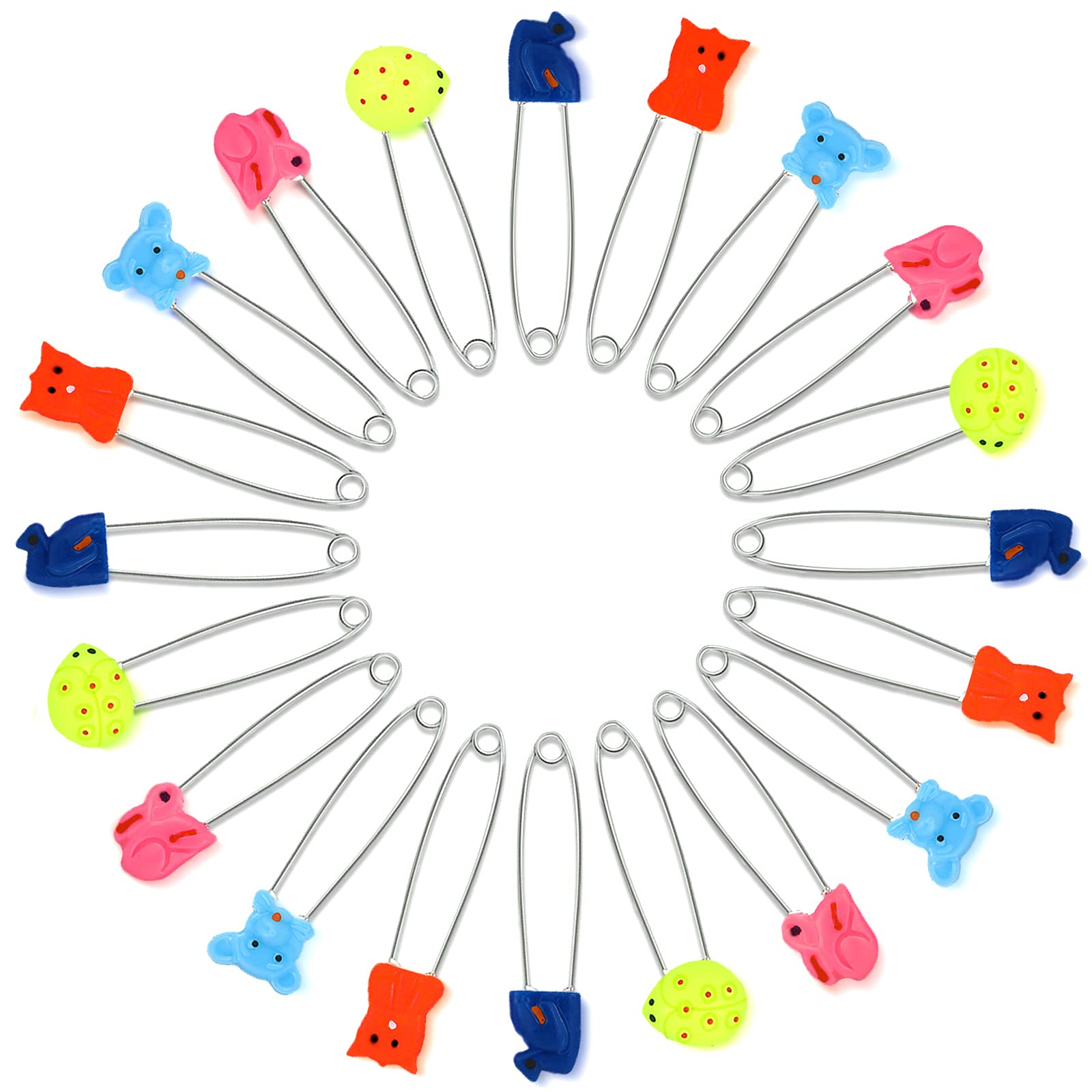 WILLBOND baby safety pins with animal patterns in a 30-pack for quick diaper fixes.