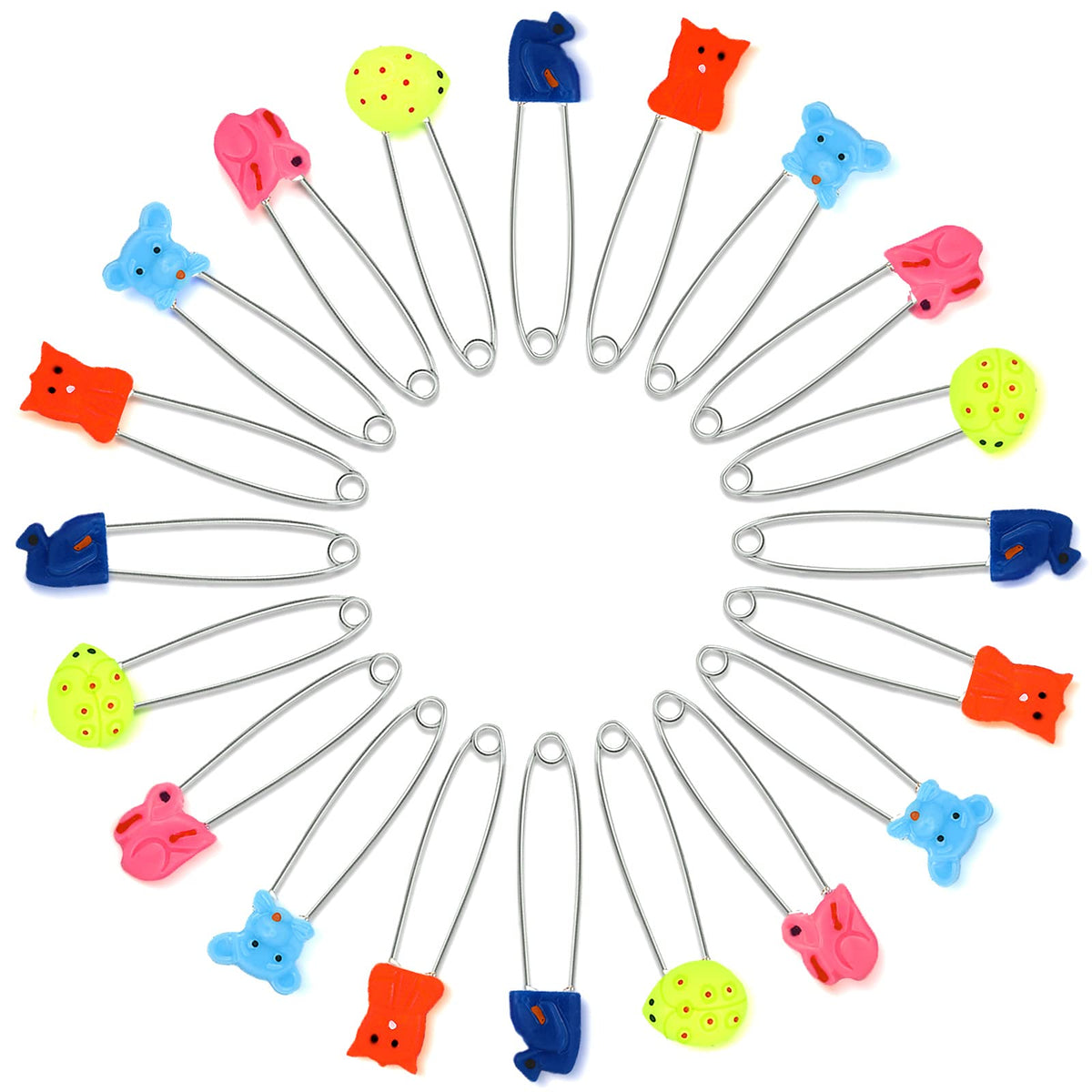 WILLBOND baby safety pins with animal patterns in a 30-pack for quick diaper fixes.