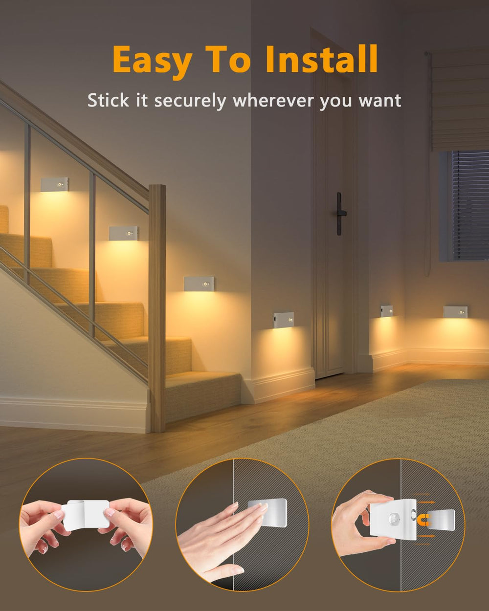 WILLED stair lights indoor always-on-mode offers continuous visibility when needed.