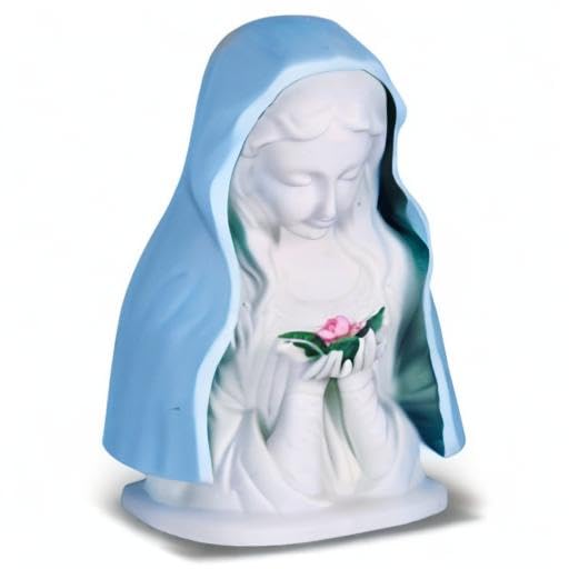 William J. Hirten Blue Madonna with Rose nightlight with cord, boxed packaging makes a thoughtful gift