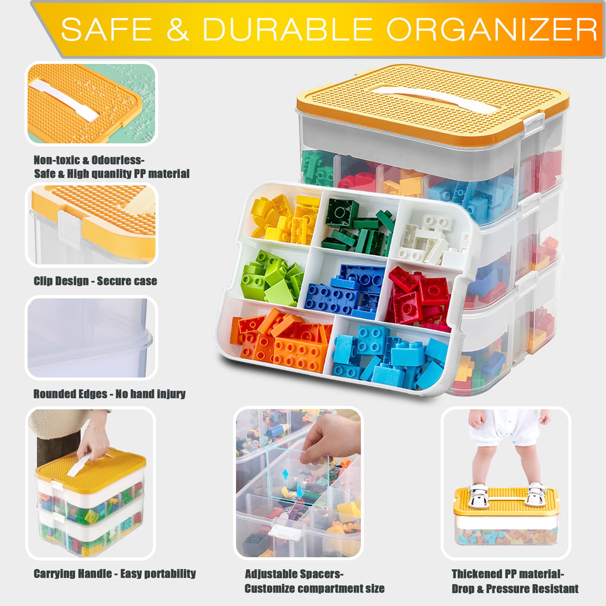 WillingHeart clear 3-layer design keeps bricks visible for quick access.