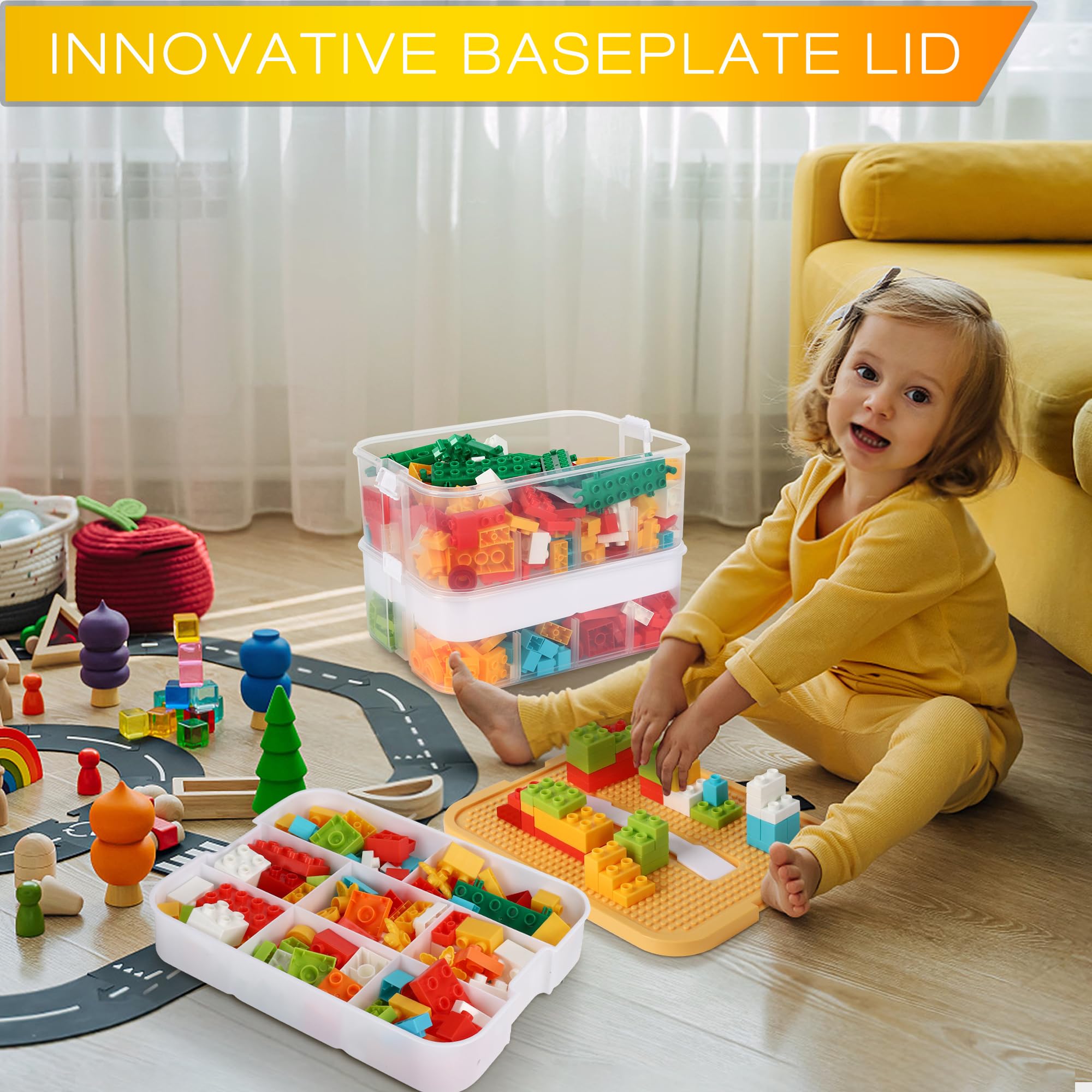 WillingHeart compartmentalized tray keeps blocks and craft items sorted and accessible