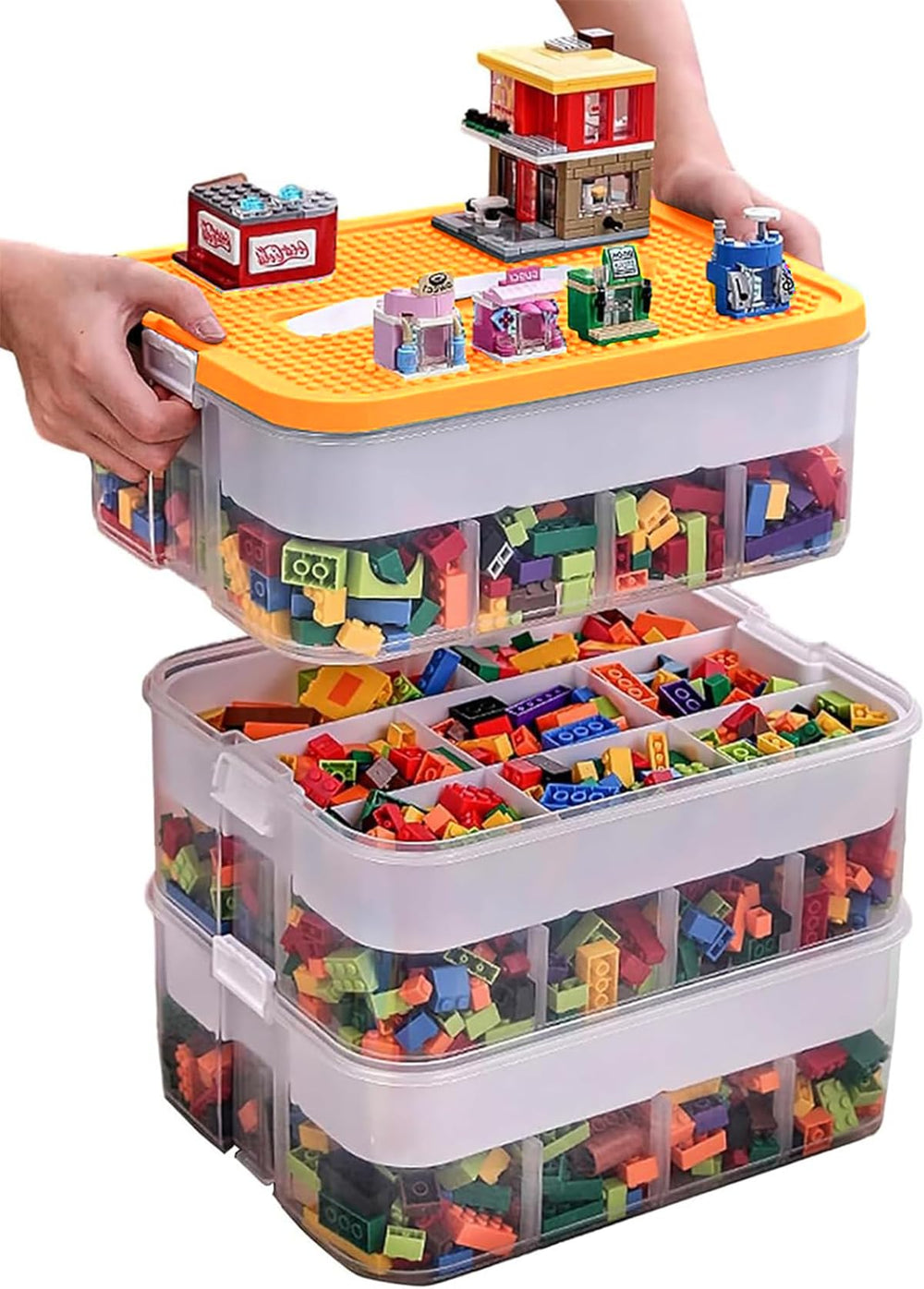 WillingHeart Kids Toy Organizer baseplate lid offers travel-ready building surface.