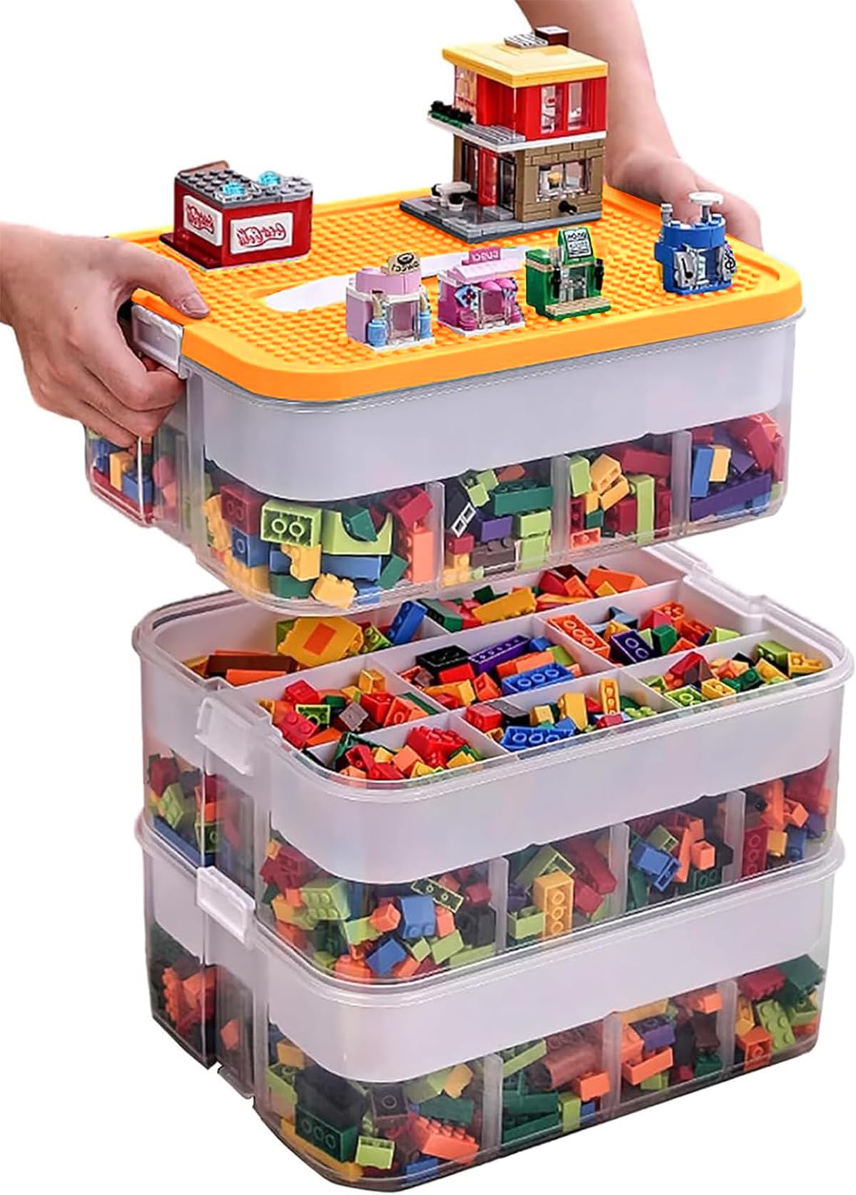 WillingHeart Kids Toy Organizer baseplate lid offers travel-ready building surface.