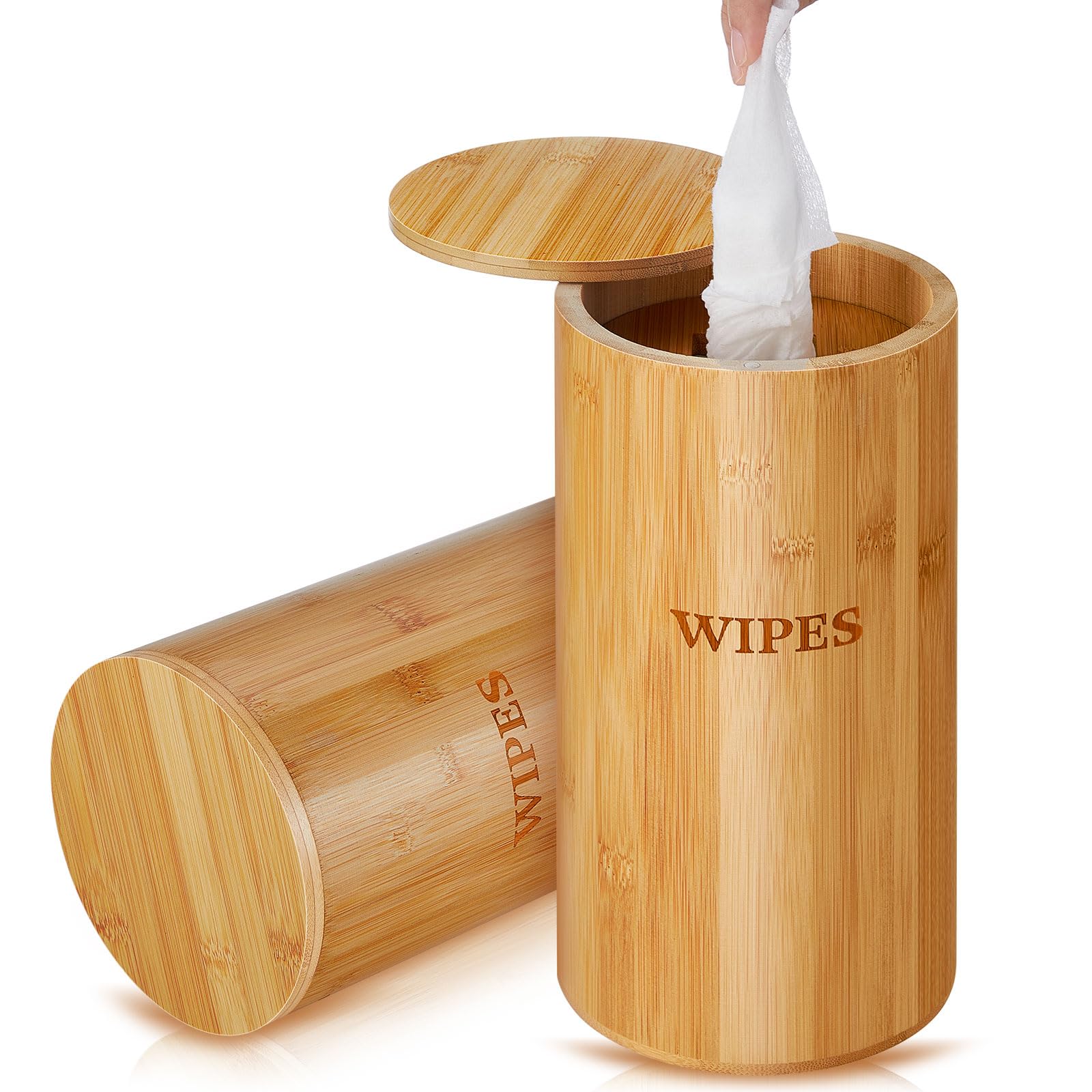 Willinglong bamboo wipes dispenser top view shows elegant, space-saving design for easy access.