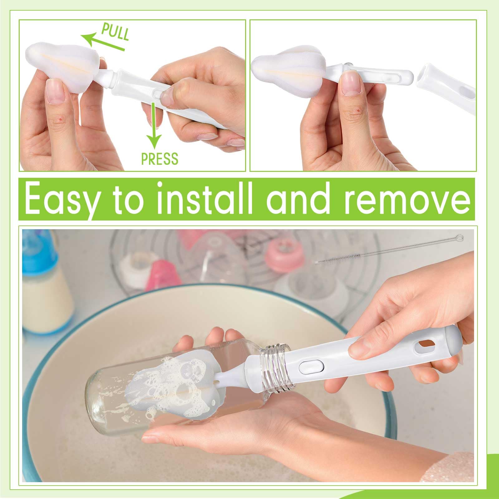 Willinglong detachable brush heads allow easy assembly and cost-effective replacements.
