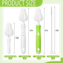Willinglong interchangeable nipple brush handles provide durable grip during deep cleaning.