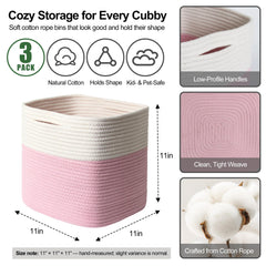 WILLITAT cotton rope bins closeup weave enhances farmhouse or boho decor.