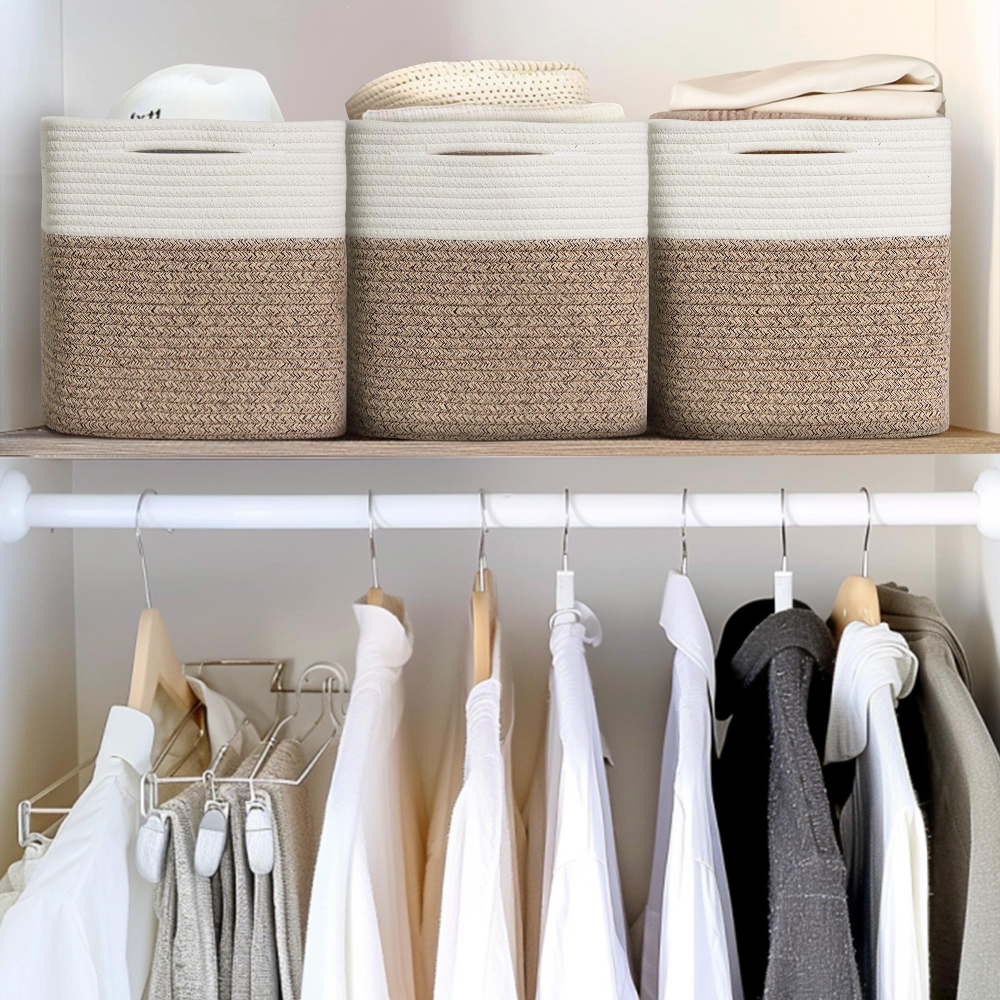 WILLITAT cube-bin shelf-organization demonstrates easy access with reinforced handles for quick tidying.