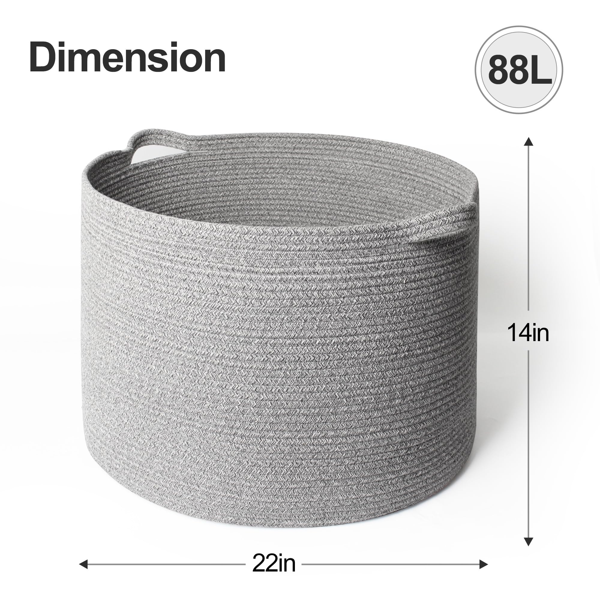 WILLITAT Extra Large Blanket Basket woven texture closeup demonstrates durable cotton rope