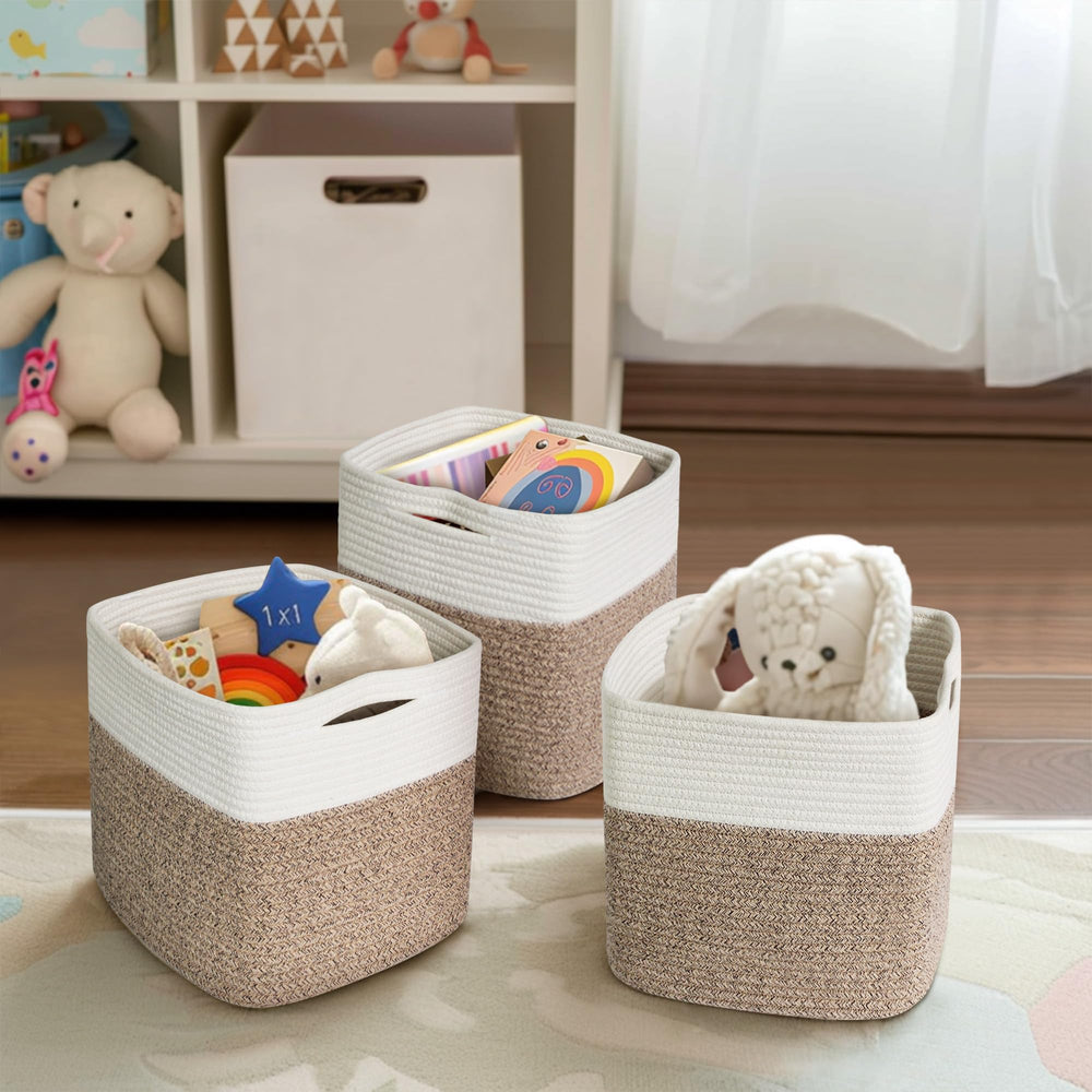 WILLITAT reinforced-handles cube-bin shows portability and easy sliding in cubbies.