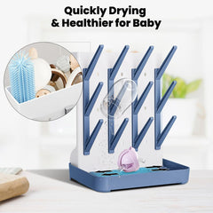 WillMall bottle drying rack removable drain tray keeps counters clean after feeds.