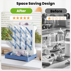 WillMall bottle drying rack side profile highlights compact footprint against counters.